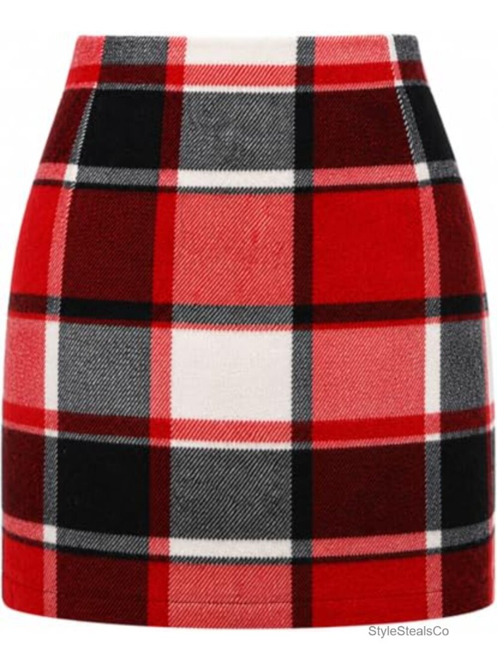 High Waist Plaid Pencil Mini Skirt with Built-in Shorts Polyester